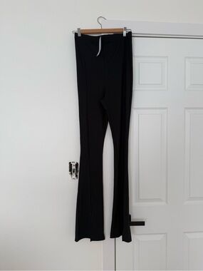Topshop crinkle wide leg pants in black Womens US 6